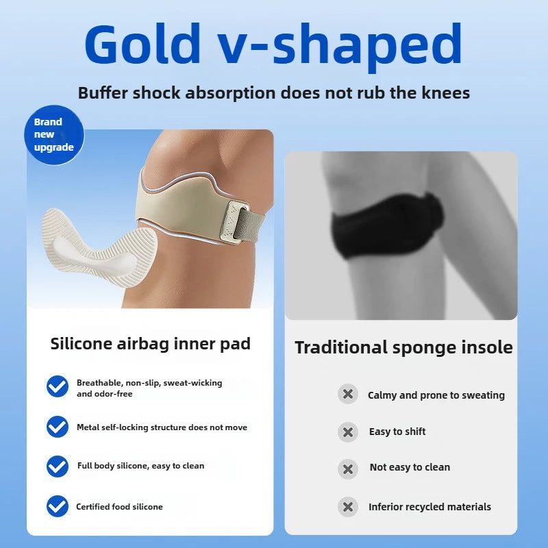 Airbag Silicone Patella Knee Strap, Breathable Professional Knee Brace for Running Cycling Gym Absorbing Prevent Sports Injury