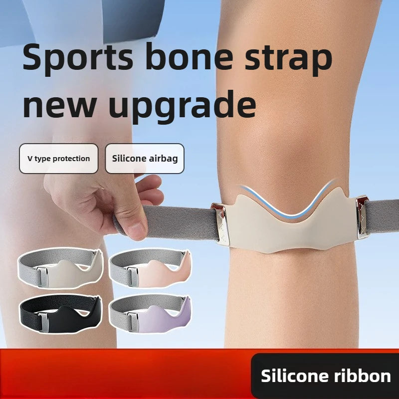 Airbag Silicone Patella Knee Strap, Breathable Professional Knee Brace for Running Cycling Gym Absorbing Prevent Sports Injury