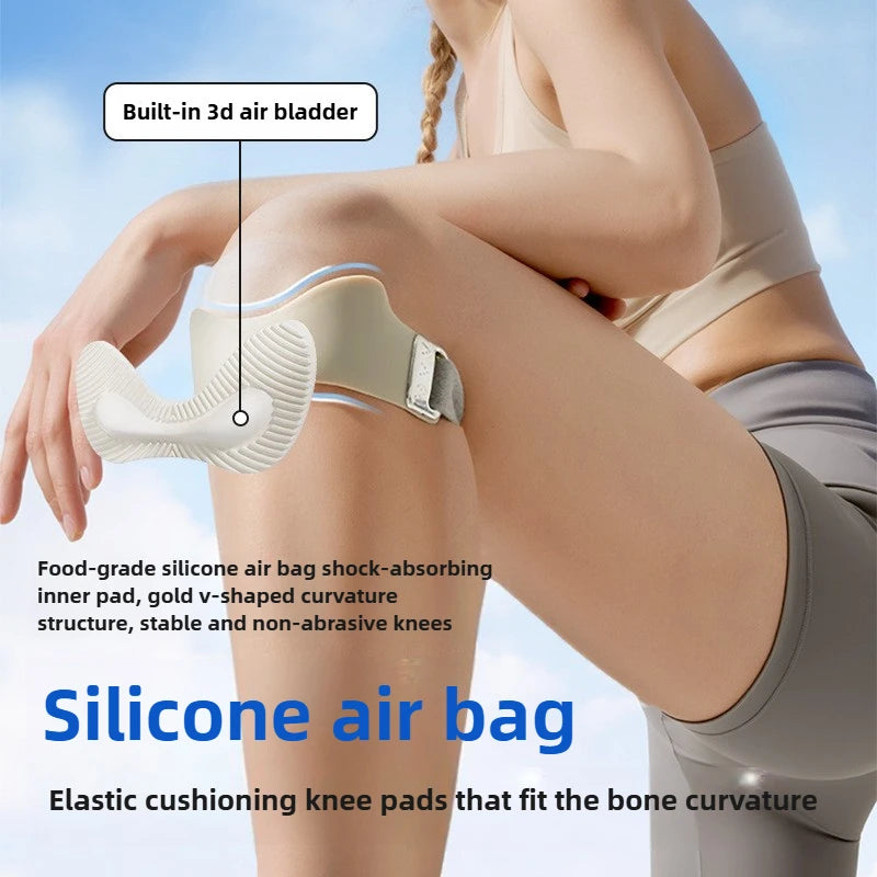 Airbag Silicone Patella Knee Strap, Breathable Professional Knee Brace for Running Cycling Gym Absorbing Prevent Sports Injury